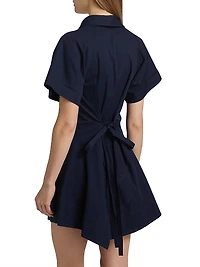 Julie Asymmetric Cotton Mini-Shirtdress