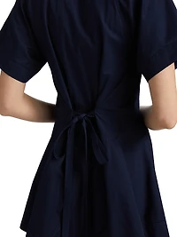 Julie Asymmetric Cotton Mini-Shirtdress