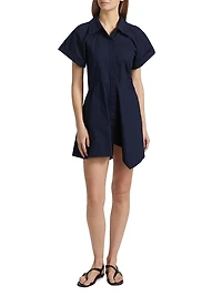 Julie Asymmetric Cotton Mini-Shirtdress
