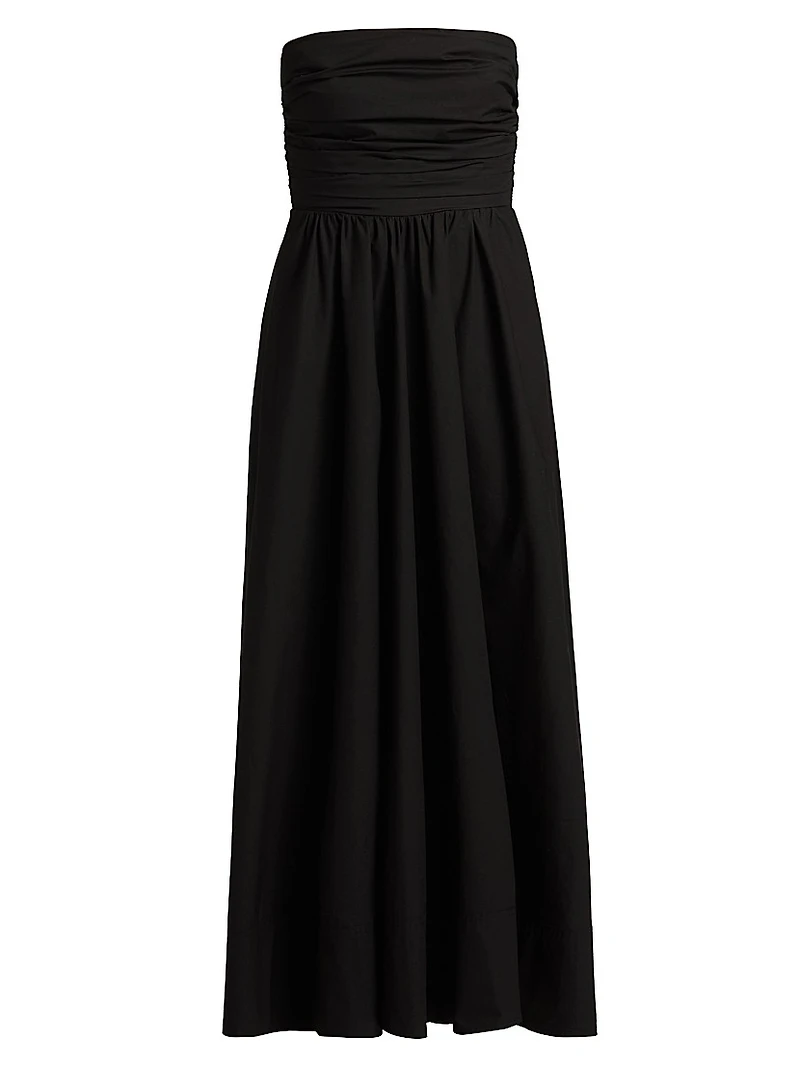Tate Cotton Strapless Midi-Dress