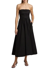 Tate Cotton Strapless Midi-Dress