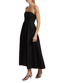 Tate Cotton Strapless Midi-Dress