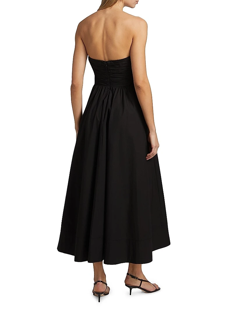 Tate Cotton Strapless Midi-Dress