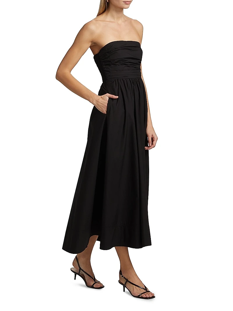 Tate Cotton Strapless Midi-Dress