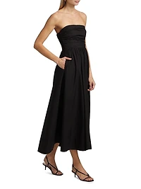 Tate Cotton Strapless Midi-Dress