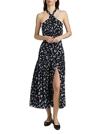 Brock Floral Silk A-Line Maxi Dress
