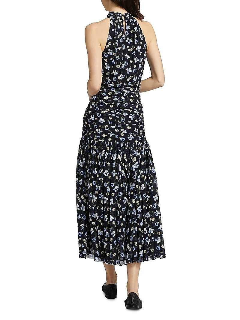 Brock Floral Silk A-Line Maxi Dress