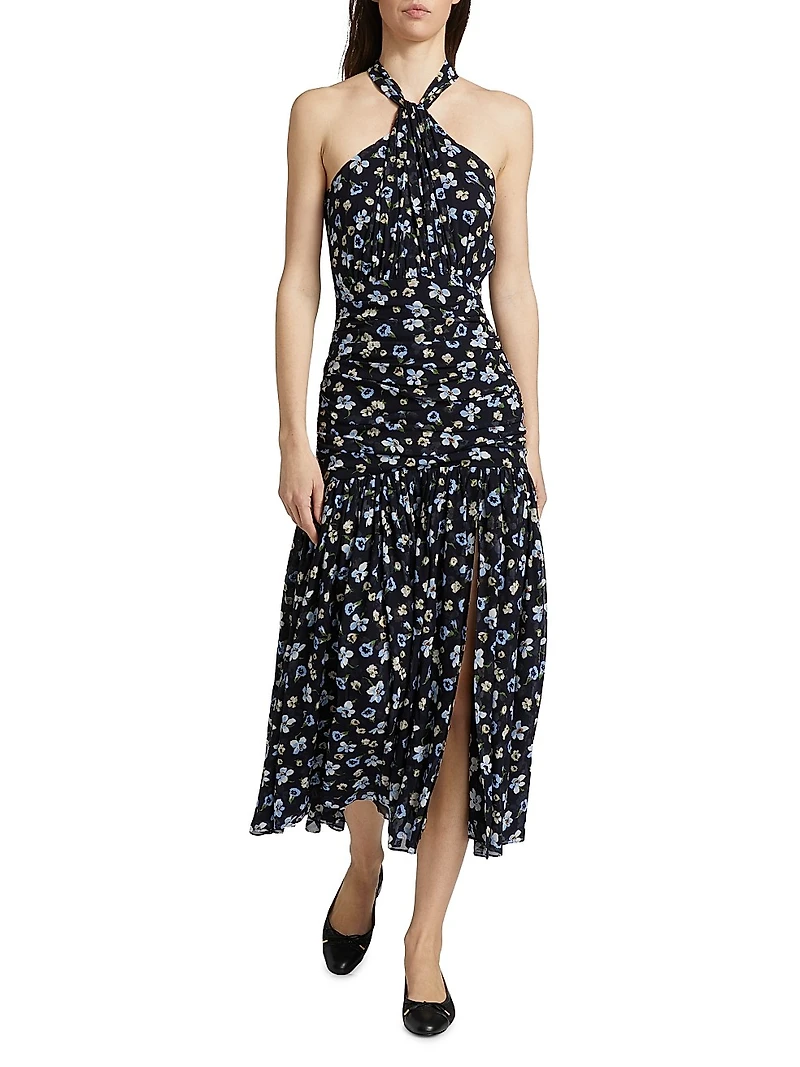Brock Floral Silk A-Line Maxi Dress