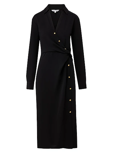 Wright Asymmetric Button Midi-Dress