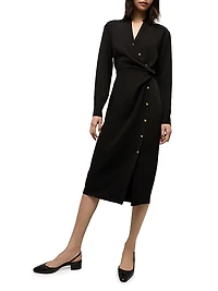 Wright Asymmetric Button Midi-Dress