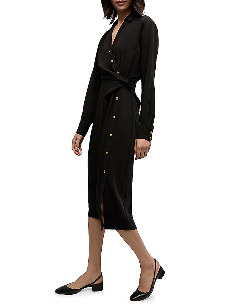 Wright Asymmetric Button Midi-Dress