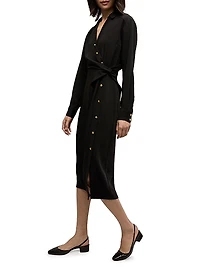 Wright Asymmetric Button Midi-Dress