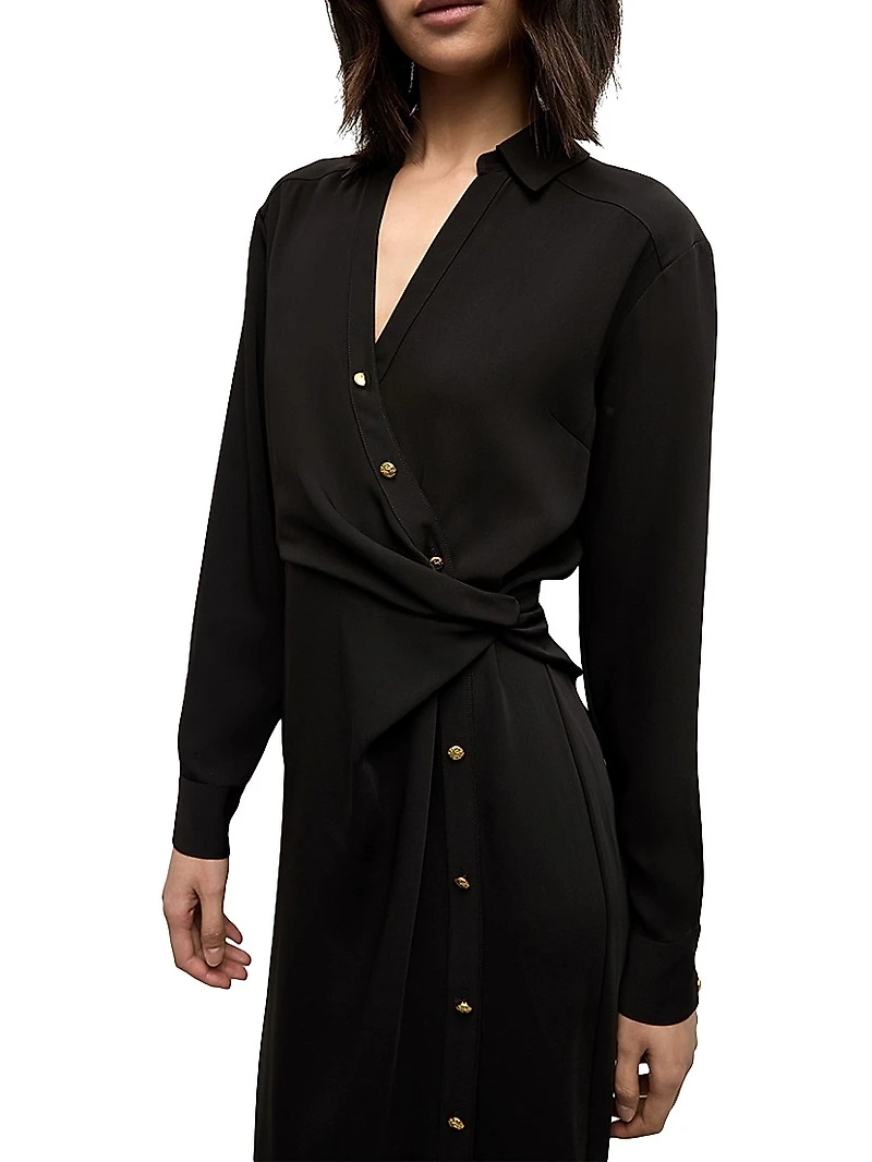 Wright Asymmetric Button Midi-Dress