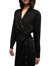 Wright Asymmetric Button Midi-Dress