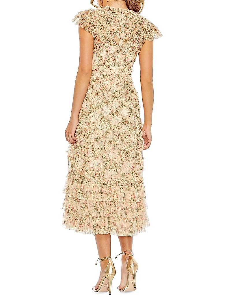 Floral Ruffle Cocktail Dress