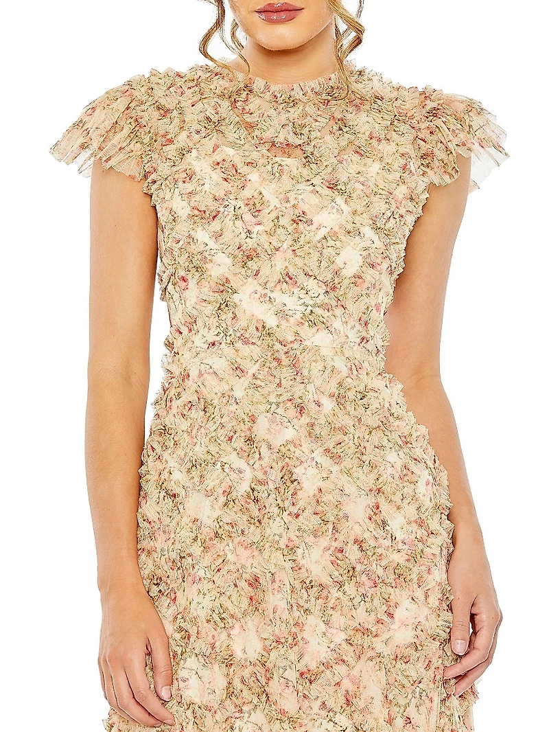Floral Ruffle Cocktail Dress