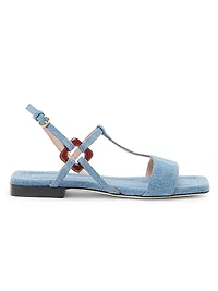 Between the Lines Denim T-Strap Sandals