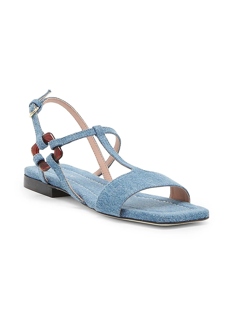 Between the Lines Denim T-Strap Sandals