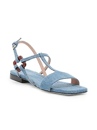 Between the Lines Denim T-Strap Sandals