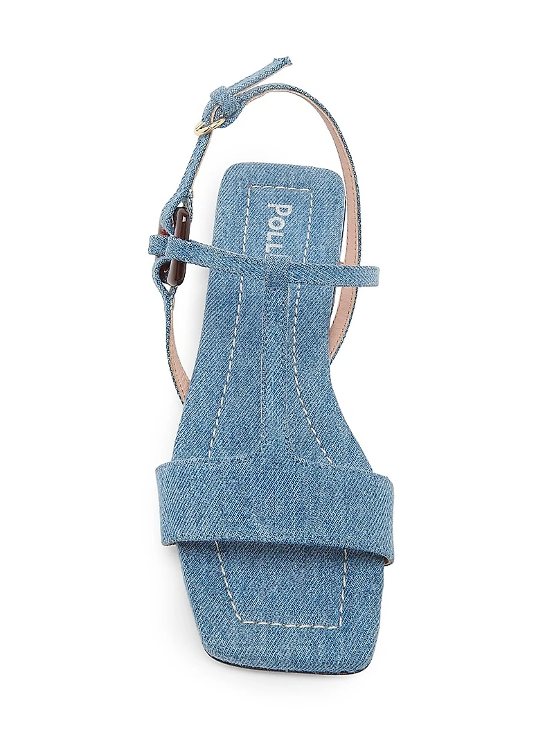Between the Lines Denim T-Strap Sandals