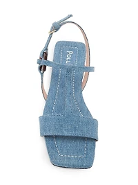 Between the Lines Denim T-Strap Sandals