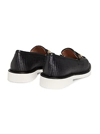 Mannish Embellished Raffia Loafers