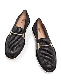 Mannish Embellished Raffia Loafers
