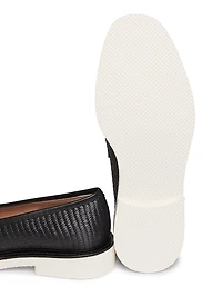 Mannish Embellished Raffia Loafers