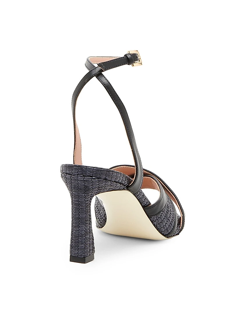 Crossover 75MM Raffia & Leather Sandals