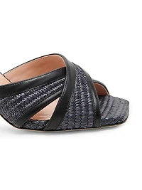 Crossover 75MM Raffia & Leather Sandals