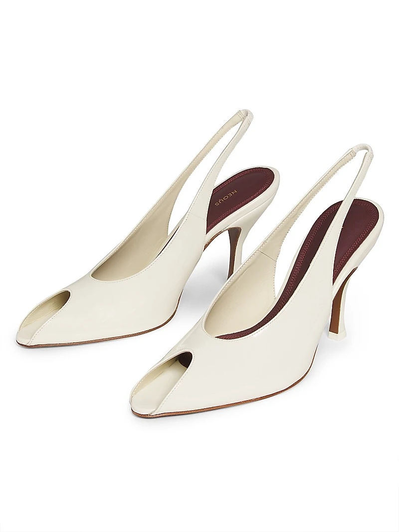 Hamal 85MM Patent Leather Peep-Toe Slingback Pumps