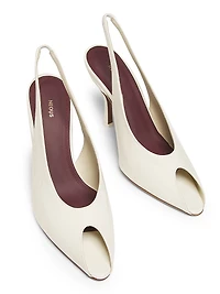 Hamal 85MM Patent Leather Peep-Toe Slingback Pumps