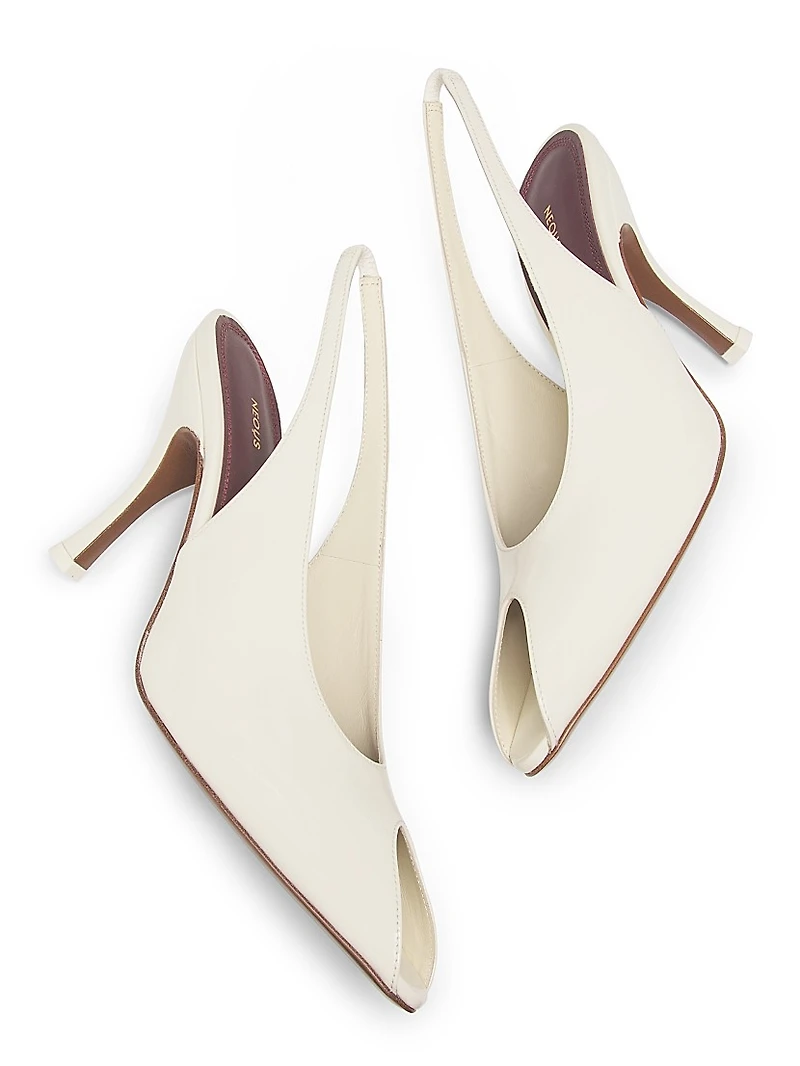 Hamal 85MM Patent Leather Peep-Toe Slingback Pumps