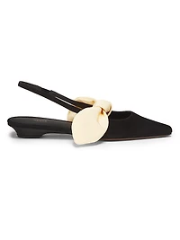 Uba Grograin-Bow Suede Slingback Flats