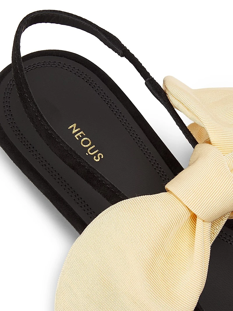 Uba Grograin-Bow Suede Slingback Flats