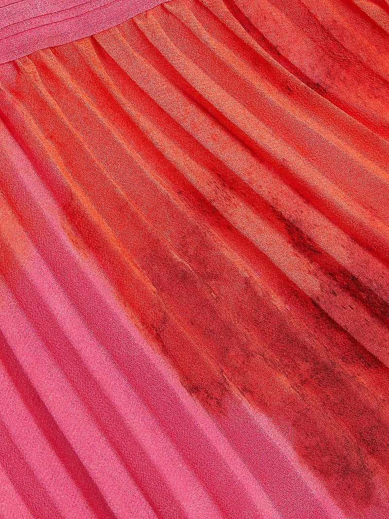 Floral Pleated Chiffon Cocktail Dress