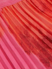 Floral Pleated Chiffon Cocktail Dress