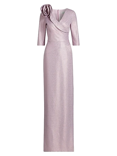 Metallic Speckle Jacquard Flower Gown