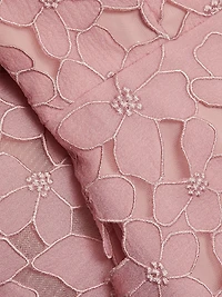 Floral Embroidered Organza A-Line Gown