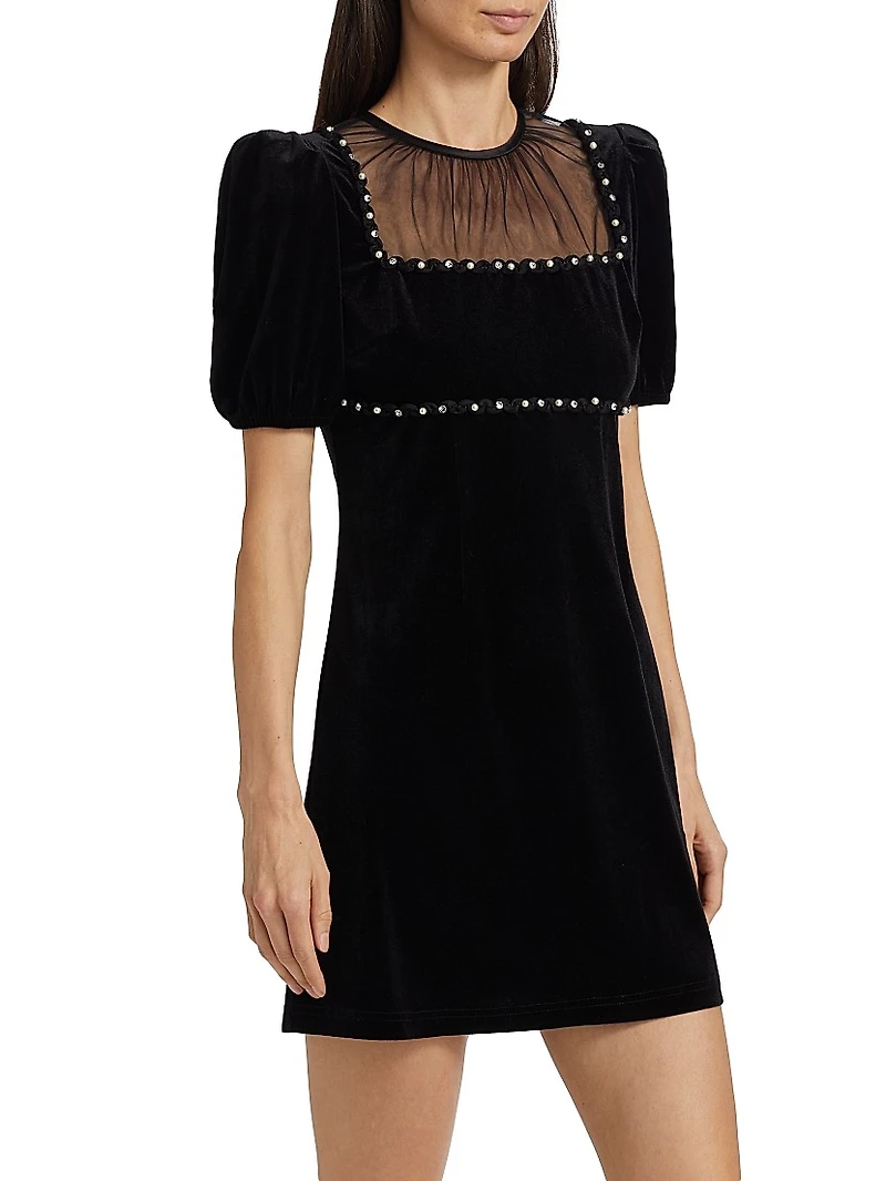Faith Embellished Velvet Minidress