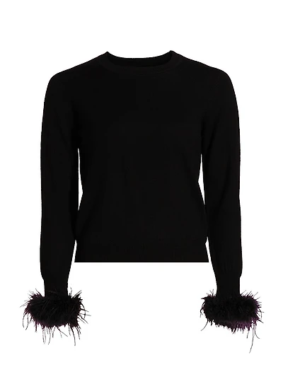 Tina Feather-Trim Wool Sweater