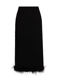 Louise Feather-Trim Wool Skirt