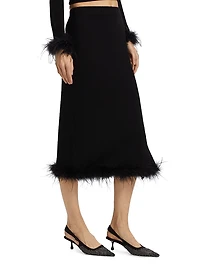Louise Feather-Trim Wool Skirt