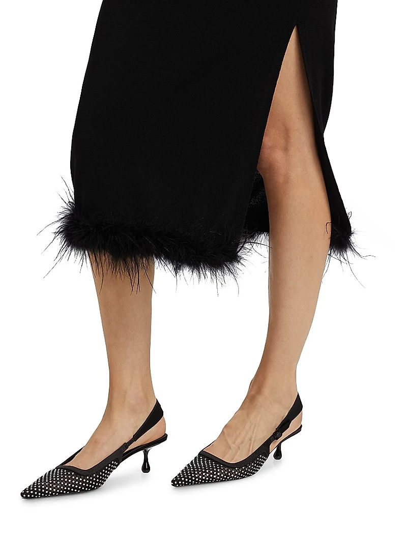 Louise Feather-Trim Wool Skirt