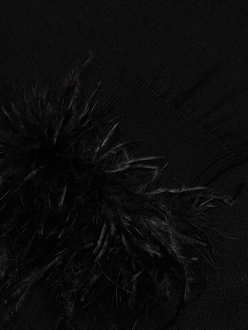 Louise Feather-Trim Wool Skirt