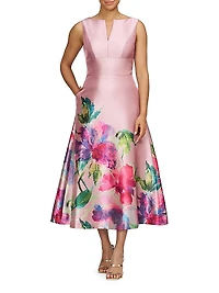 Marlene Floral Metallic Organza Cocktail Dress