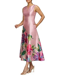 Marlene Floral Metallic Organza Cocktail Dress