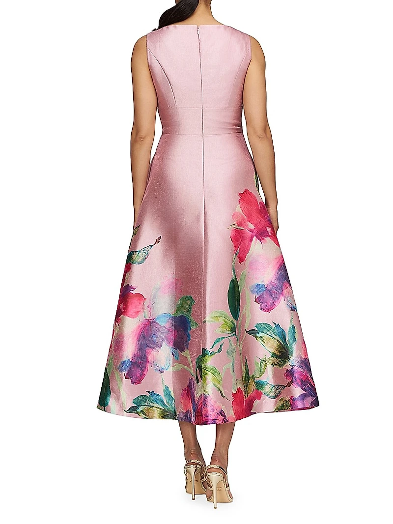 Marlene Floral Metallic Organza Cocktail Dress