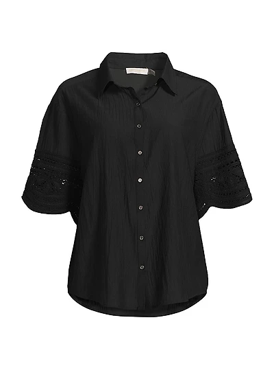 Shamaya Eyelet-Trimmed Swim Cover-Up Top