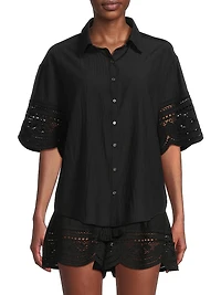 Shamaya Eyelet-Trimmed Swim Cover-Up Top
